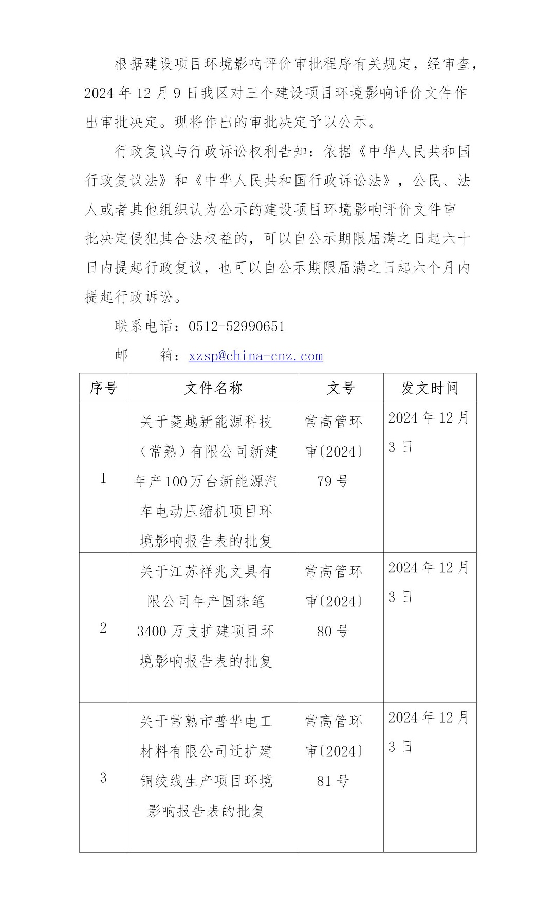 2024年12月9日常熟高新技术产业开发区关菱越、祥兆、普华相关项目环境影响报告书（表）的批复_01.jpg